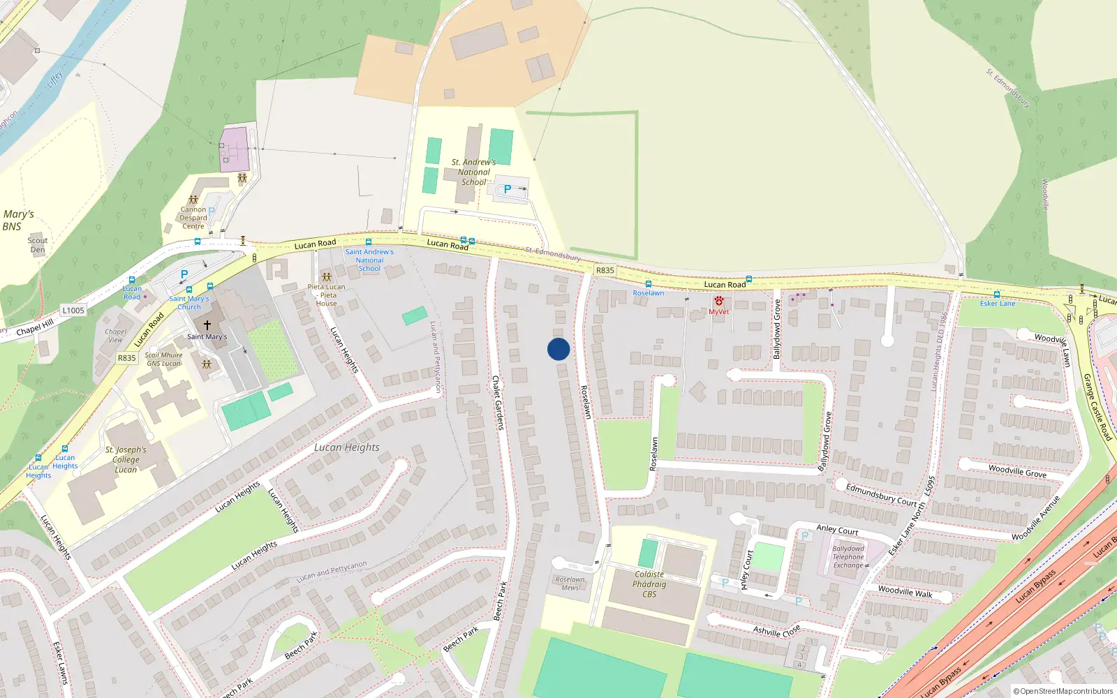 Overhead map showing the location of 4 Roselawn, Lucan