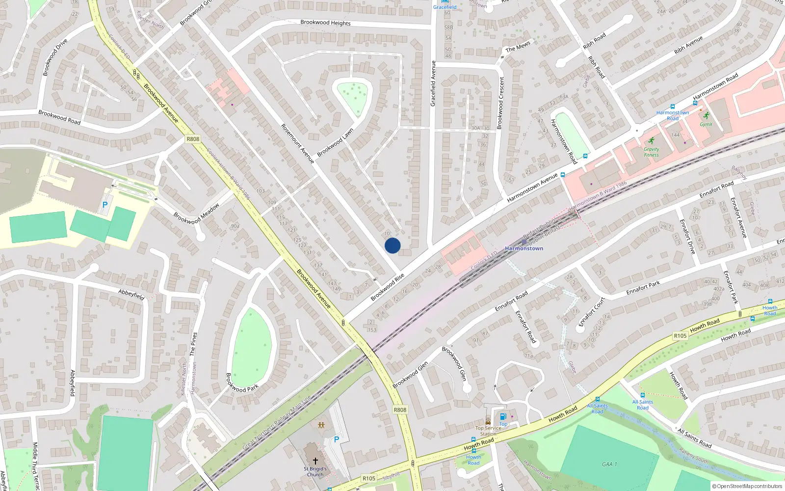 Overhead map showing the location of 4 Rosemount Avenue, Artane, Dublin 5