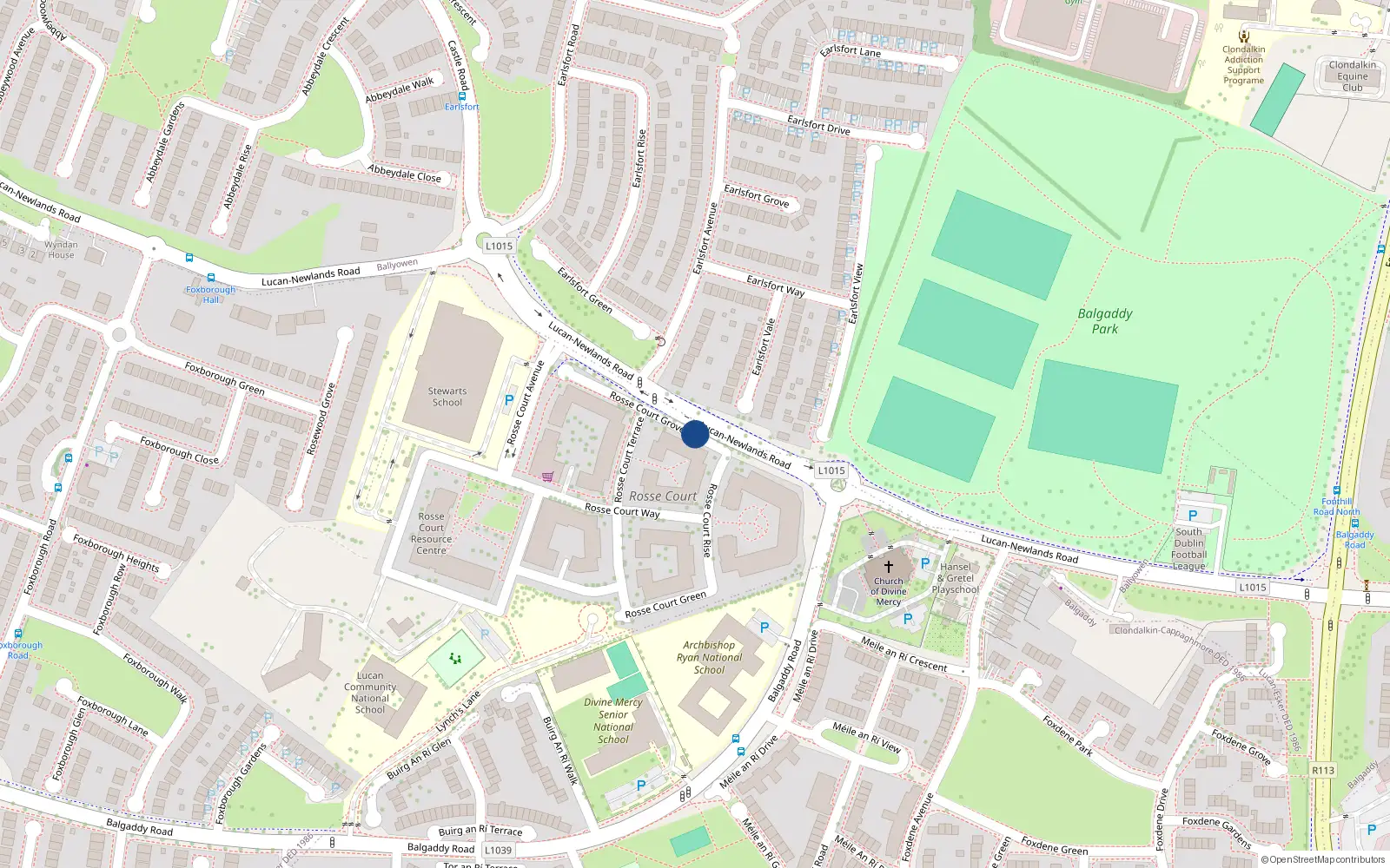 Overhead map showing the location of 4 Rosse Court Grove, Lucan