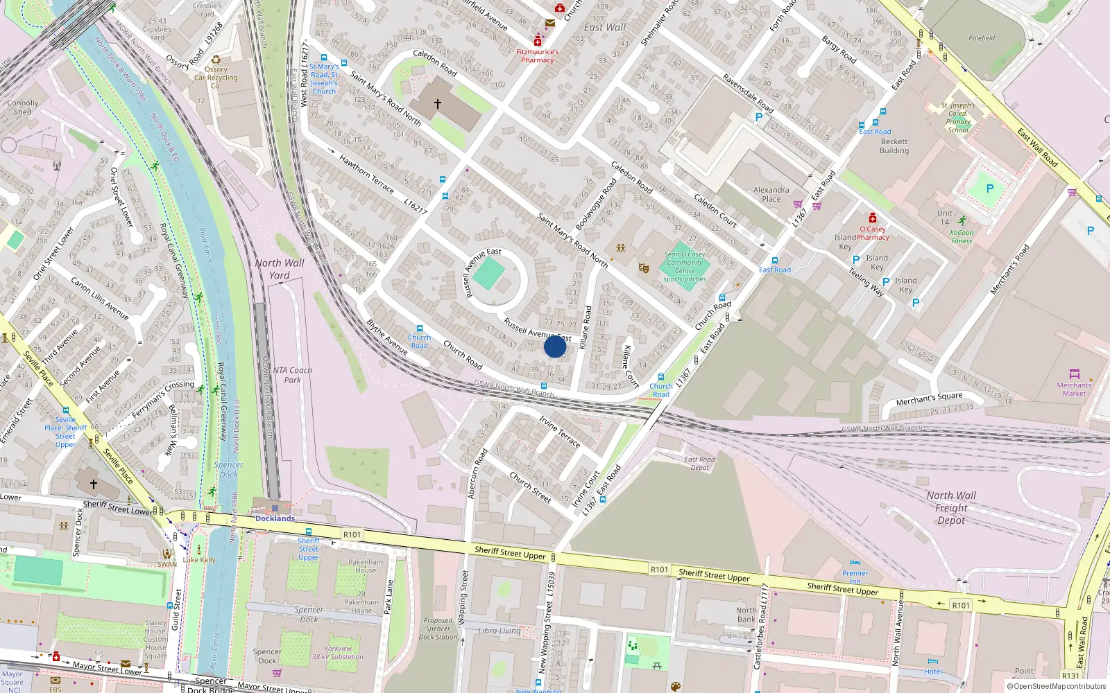 Overhead map showing the location of 4 Russell Avenue East, Dublin 3