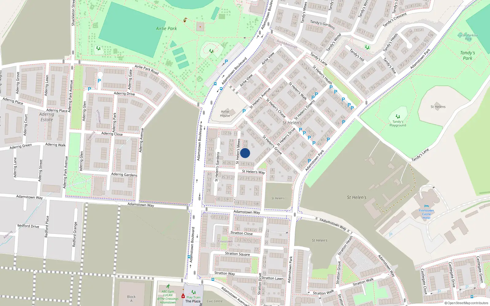 Overhead map showing the location of 4 Saint Helens Mews, Lucan