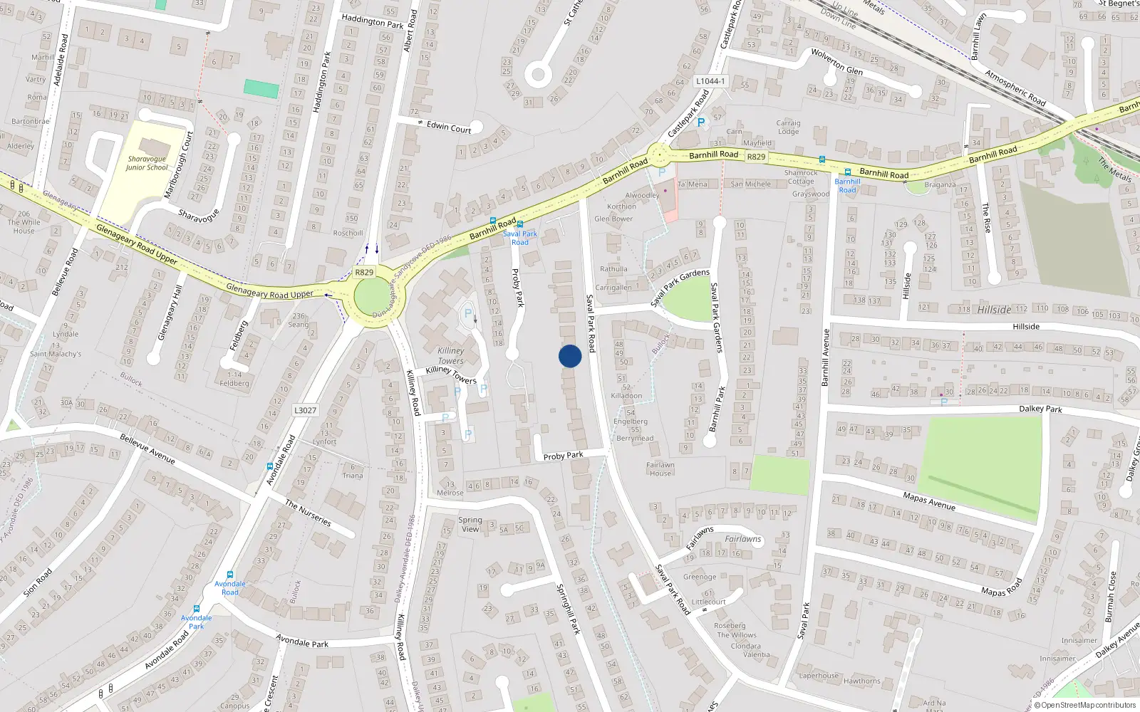 Overhead map showing the location of 4 Saval Park Road, Dublin