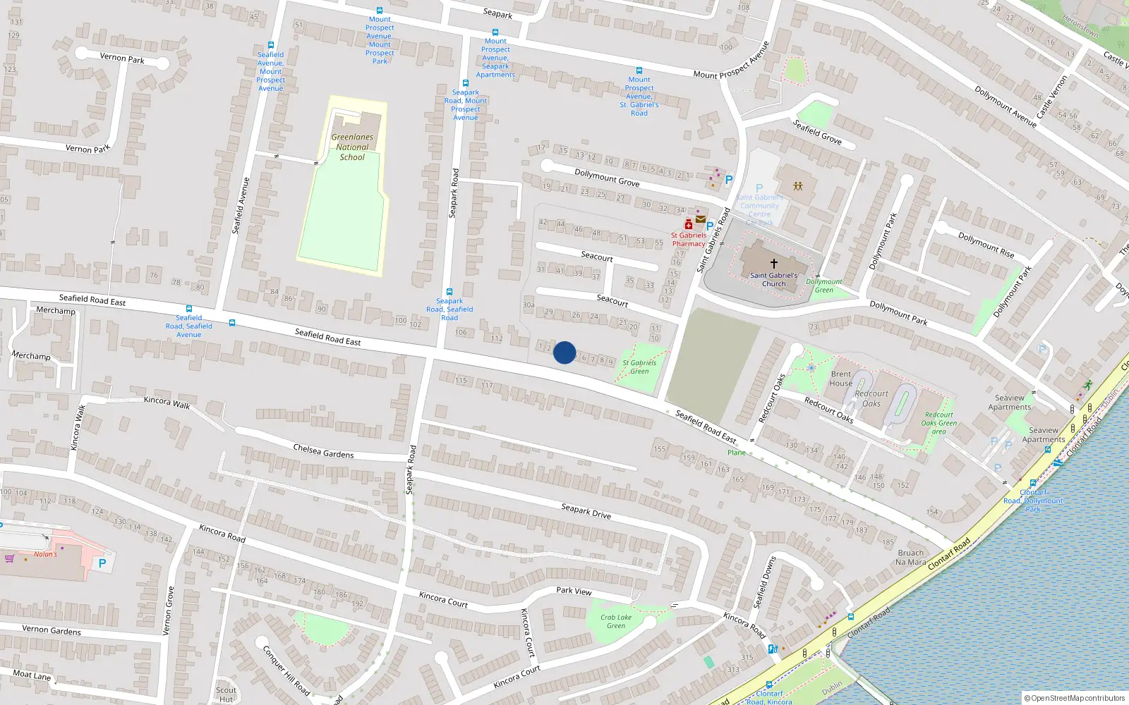 Overhead map showing the location of 4 Seacourt, Seafield Road East, Clontarf Dublin 3