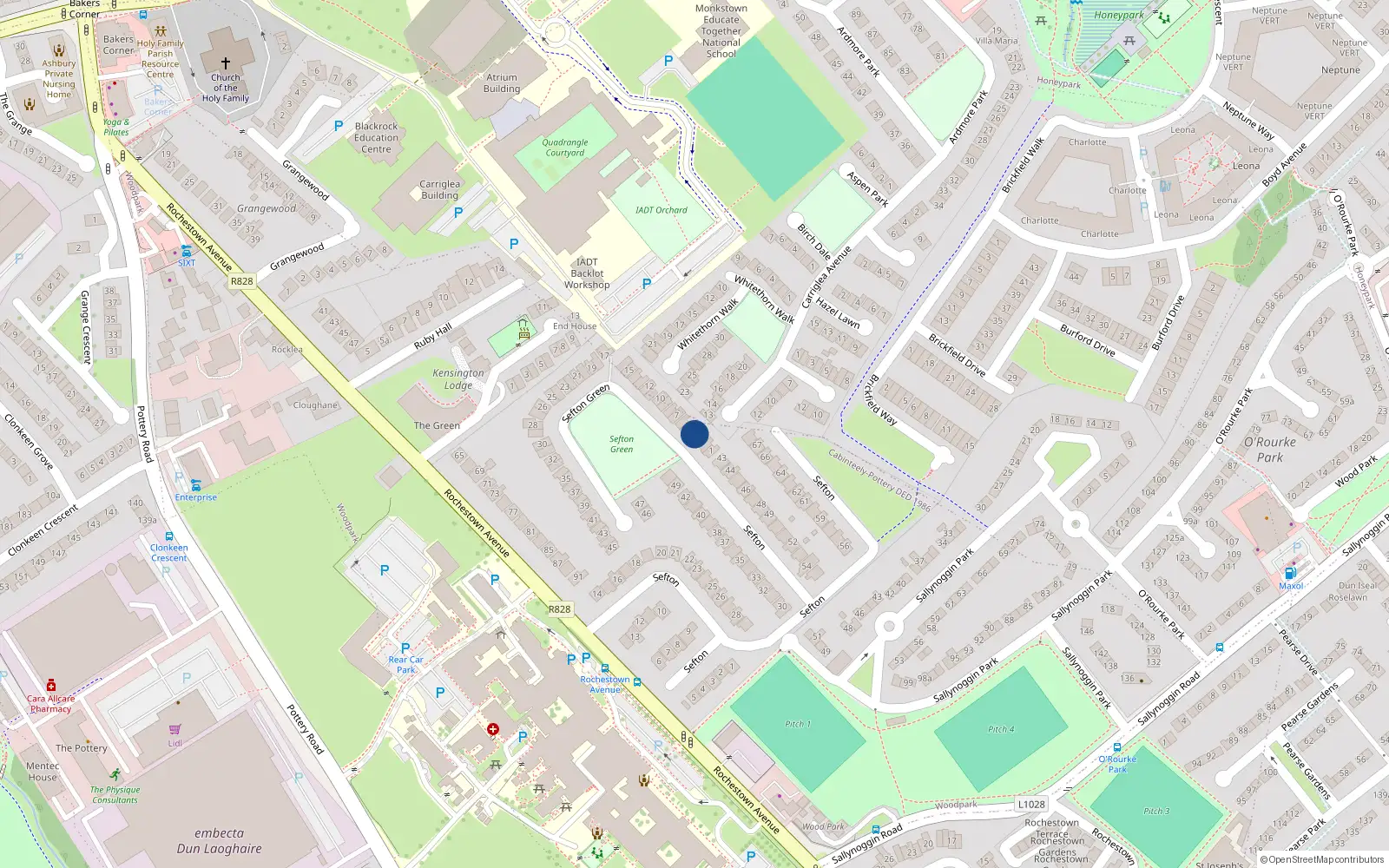 Overhead map showing the location of 4 Sefton Green, Dublin