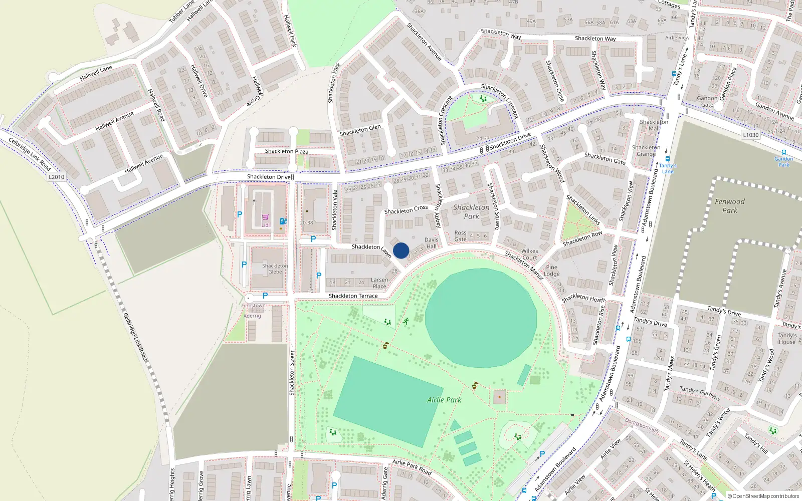 Overhead map showing the location of 4 Shackleton Lawn, Lucan