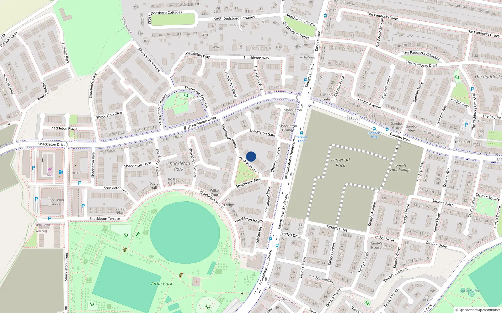 Overhead map showing the location of 4 Shackleton Links, Lucan