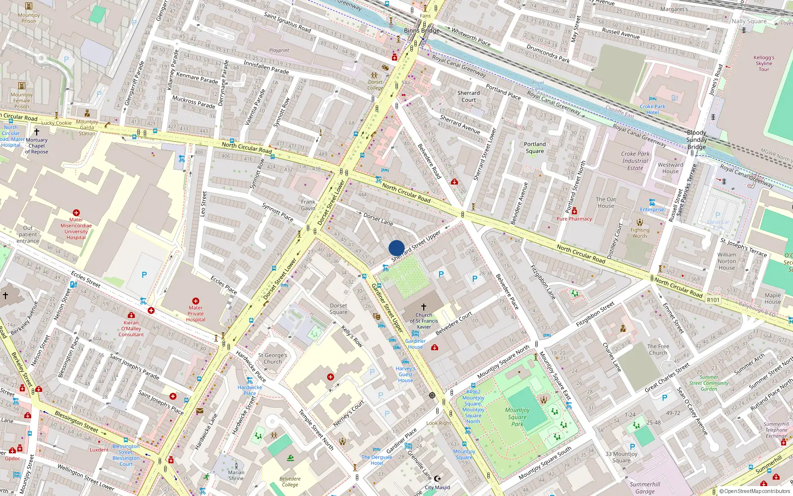 Overhead map showing the location of 4 Sherrard Street Upper, Dublin 1