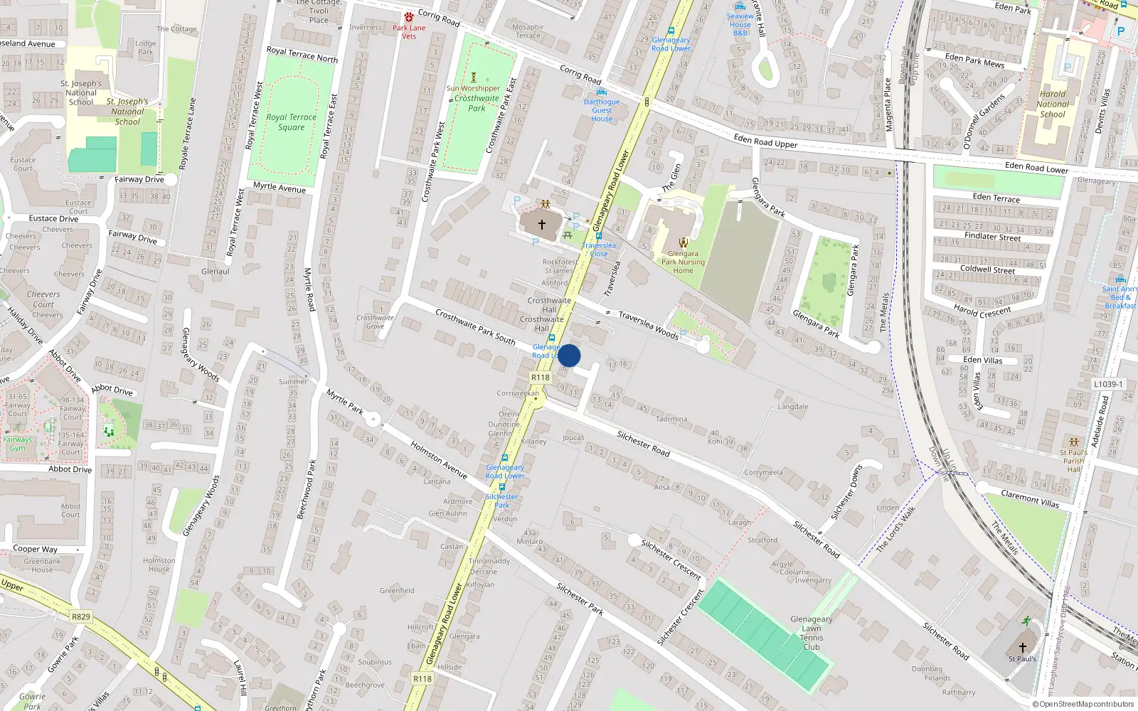 Overhead map showing the location of 4 Silchester Court, Dublin