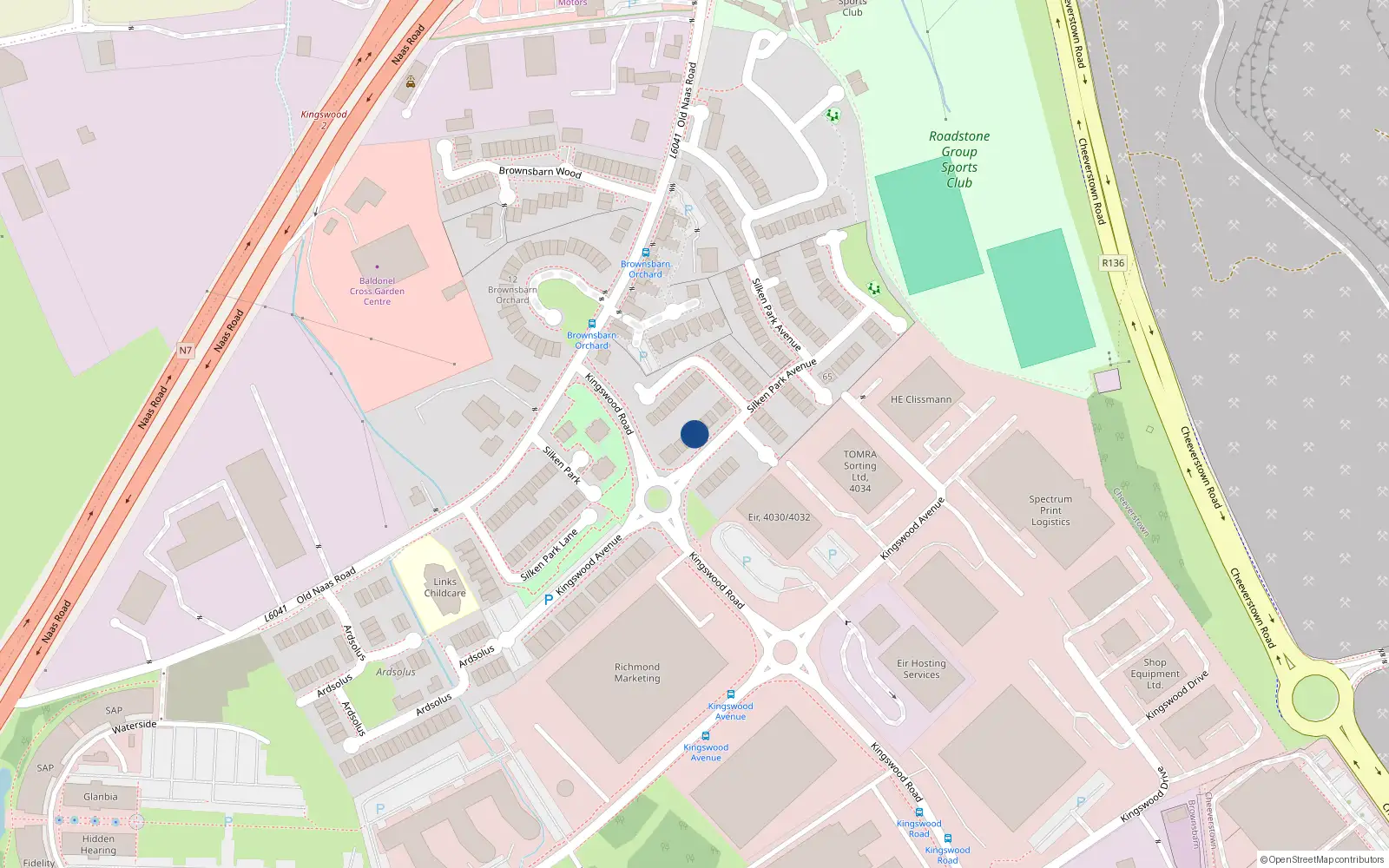 Overhead map showing the location of 4 Silken Park Avenue, Dublin 22