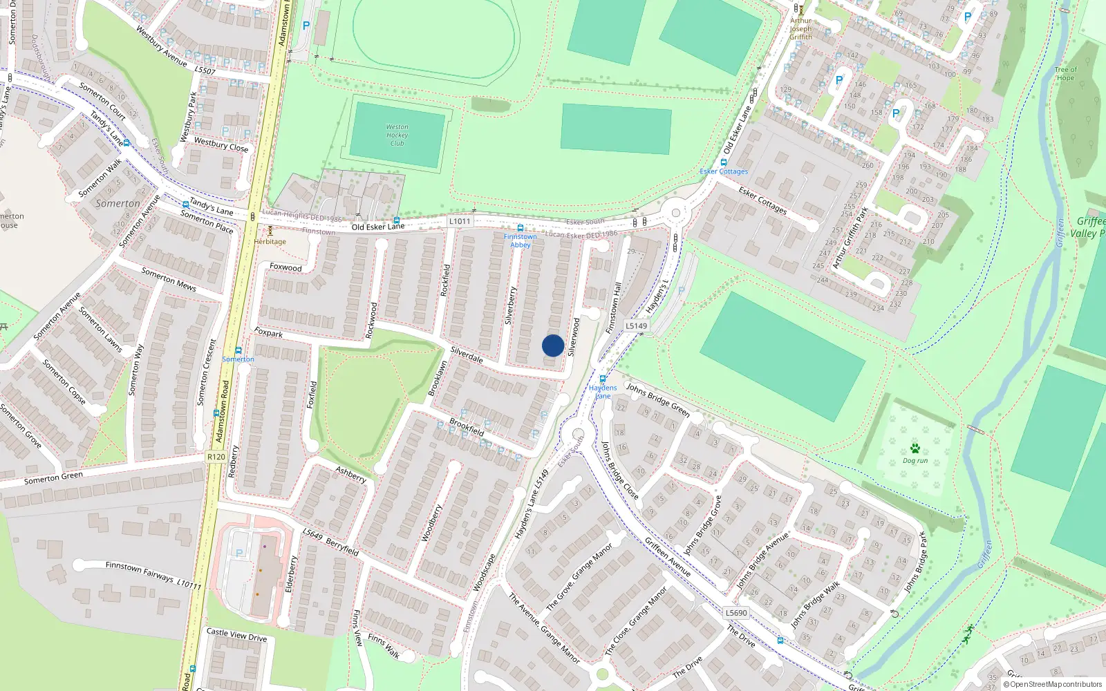 Overhead map showing the location of 4 Silverwood, Finnstown Abbey, Lucan