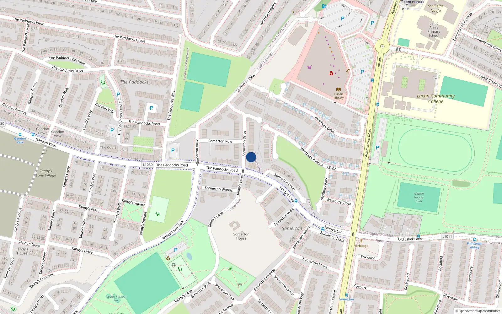 Overhead map showing the location of 4 Somerton Drive, Newcastle Road, Lucan