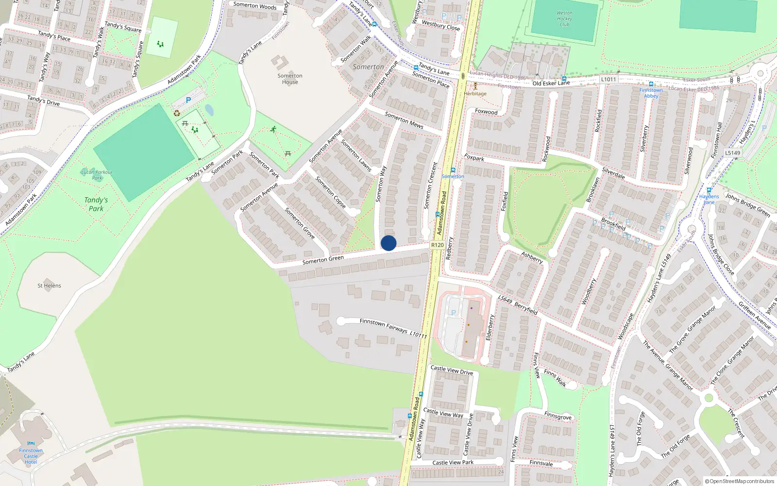 Overhead map showing the location of 4 Somerton Green, Lucan
