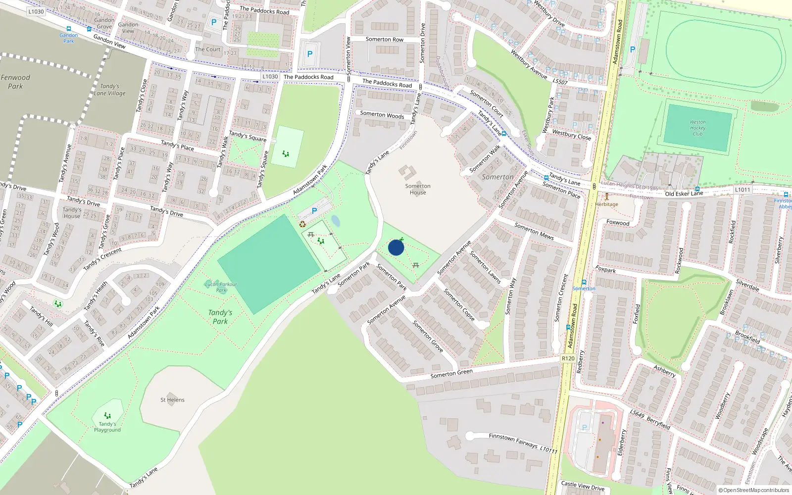 Overhead map showing the location of 4 Somerton Park, Lucan