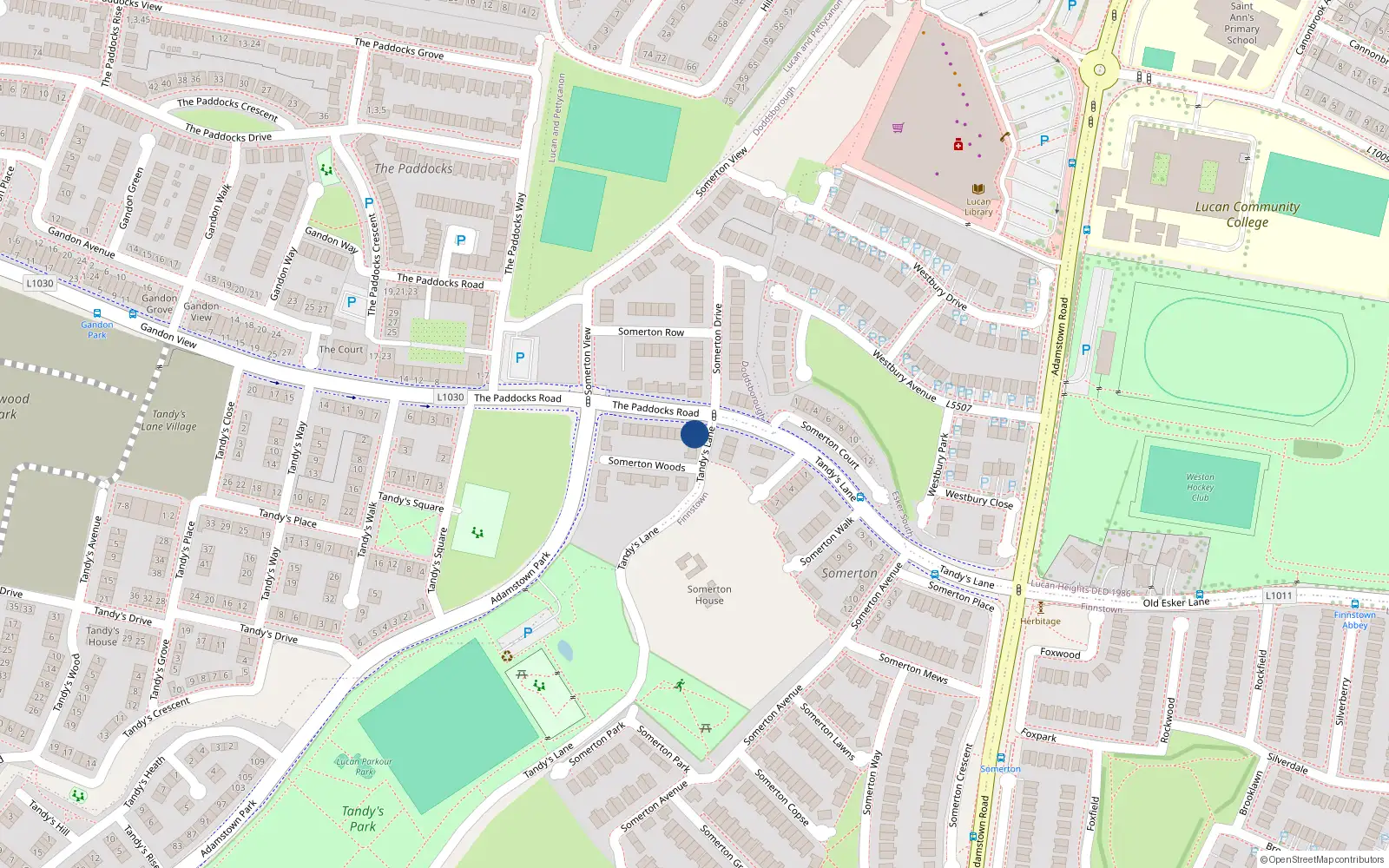 Overhead map showing the location of 4 Somerton Woods, Lucan