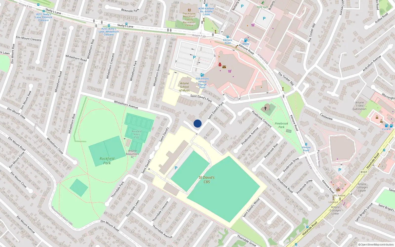 Overhead map showing the location of 4 St Davids Court, Clontarf, Dublin 3