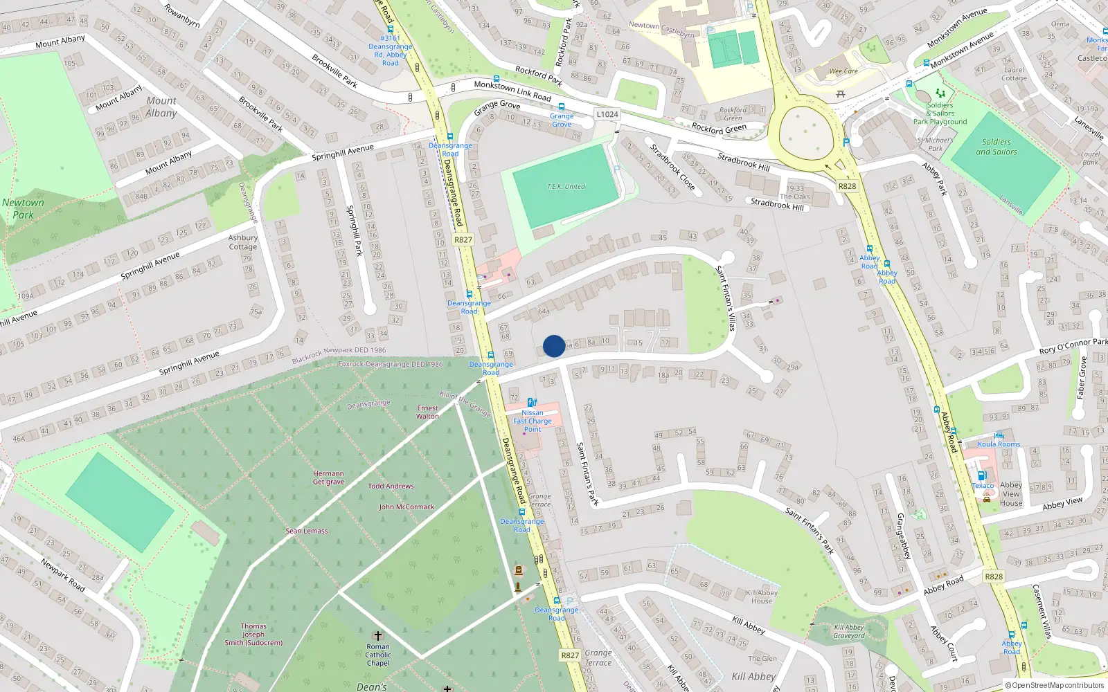 Overhead map showing the location of 4 Saint Fintan's Villas, Blackrock