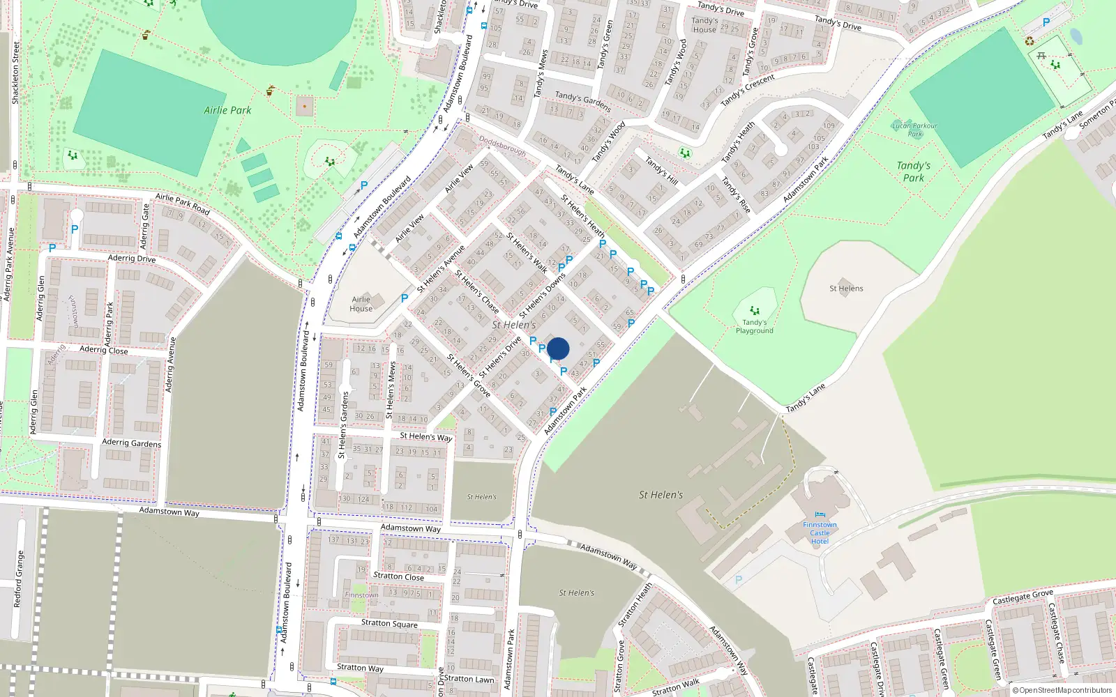 Overhead map showing the location of 4 Saint Helen's Chase, Lucan