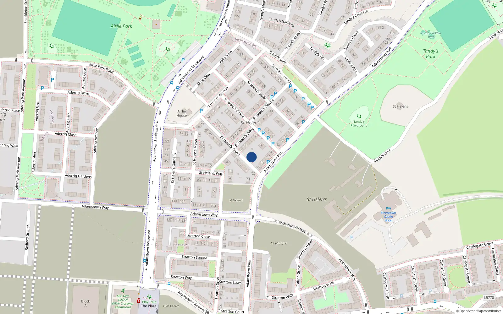 Overhead map showing the location of 4 Saint Helen's Grove, Lucan
