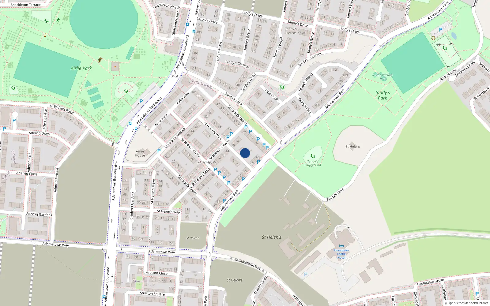 Overhead map showing the location of 4 Saint Helen's Walk, Lucan