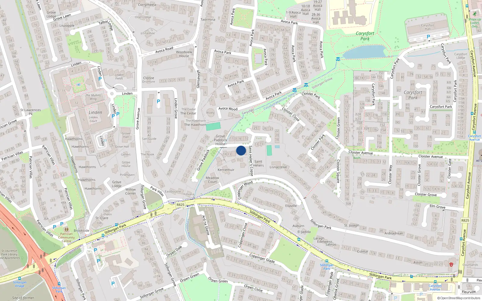 Overhead map showing the location of 4 St Heliers Copse, Stillorgan Park, Stillorgan