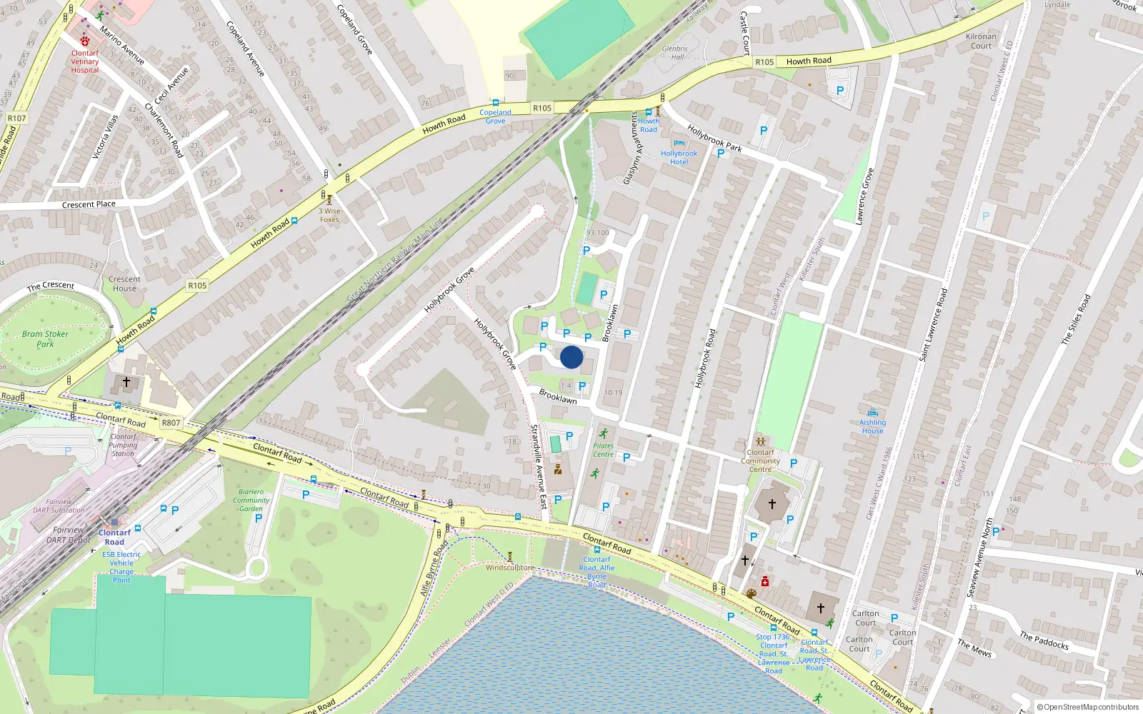 Overhead map showing the location of 4 Strandville Avenue East, Dublin 3