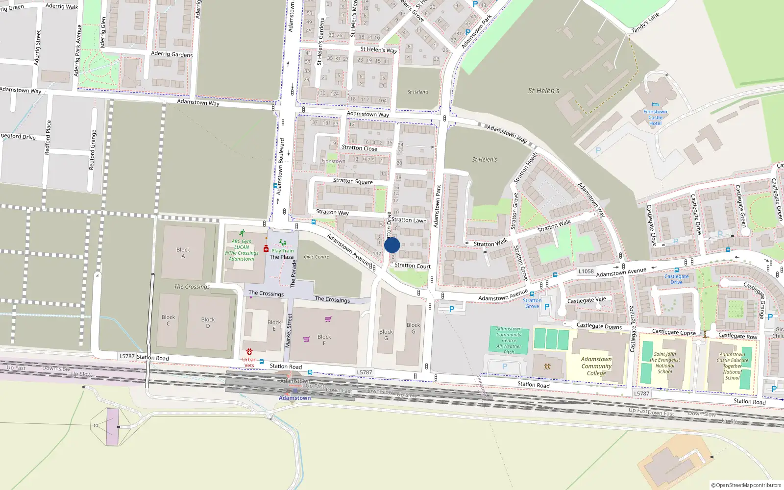 Overhead map showing the location of 4 Stratton Drive, Lucan