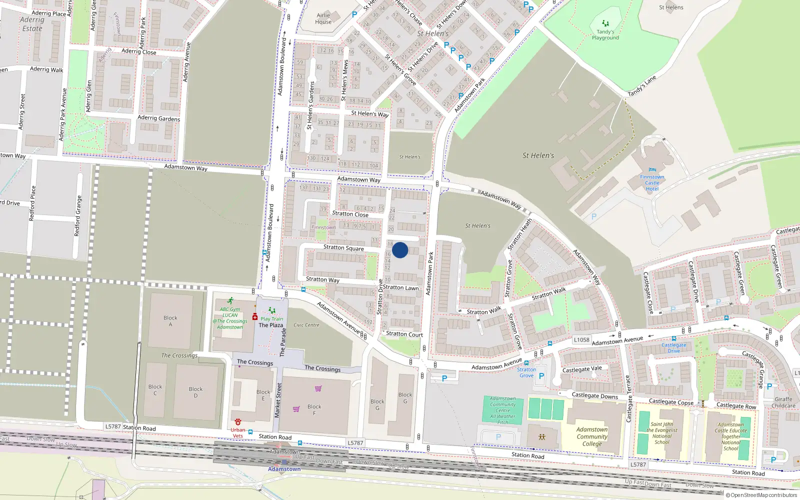 Overhead map showing the location of 4 Stratton Vale, Lucan