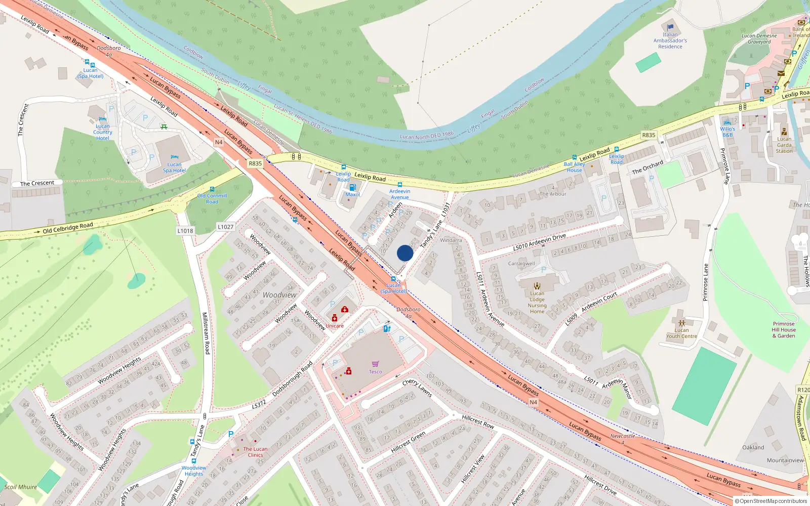 Overhead map showing the location of 4 Tandy Court, Tandy Lane, Lucan