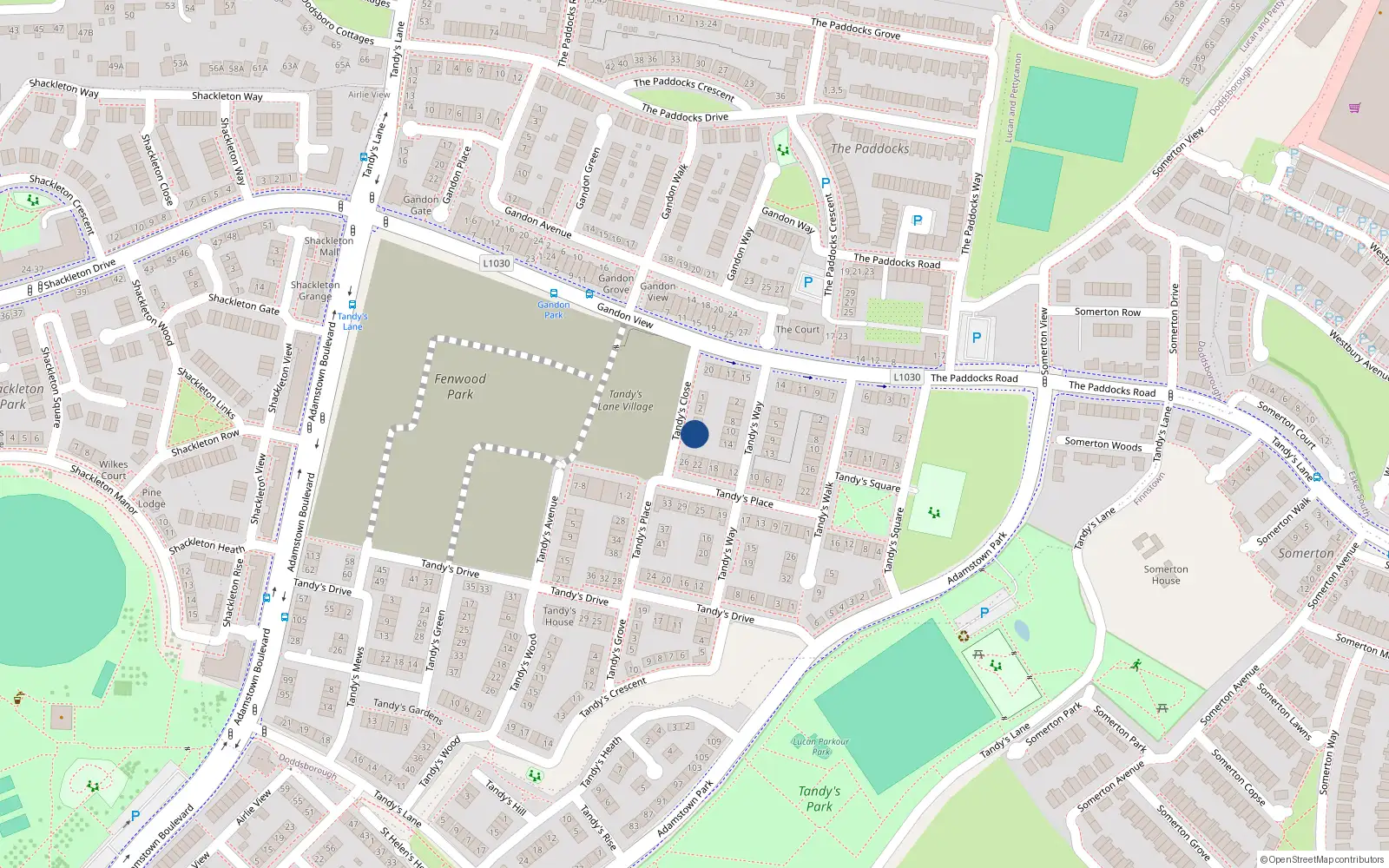 Overhead map showing the location of 4 Tandy's Close, Lucan