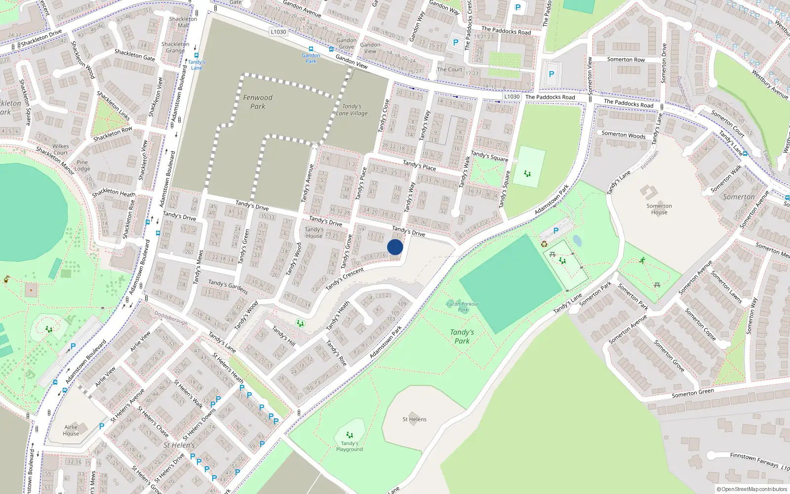 Overhead map showing the location of 4 Tandy's Crescent, Lucan