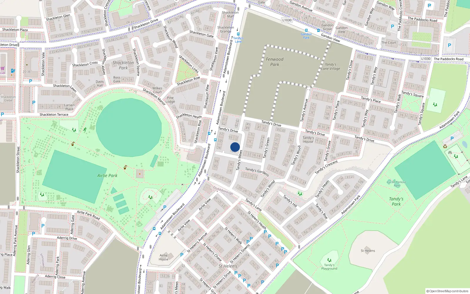 Overhead map showing the location of 4 Tandy's Mews, Lucan