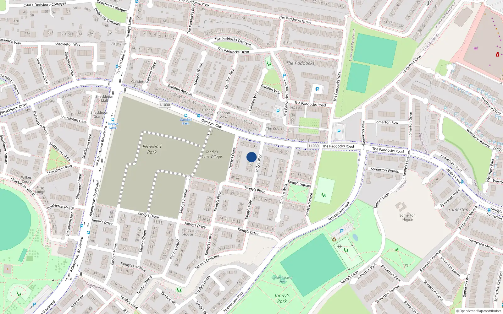 Overhead map showing the location of 4 Tandy's Way, Lucan