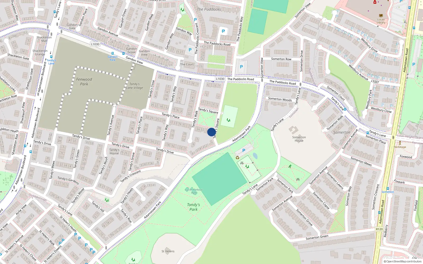 Overhead map showing the location of 4 Tandy's Square, Lucan