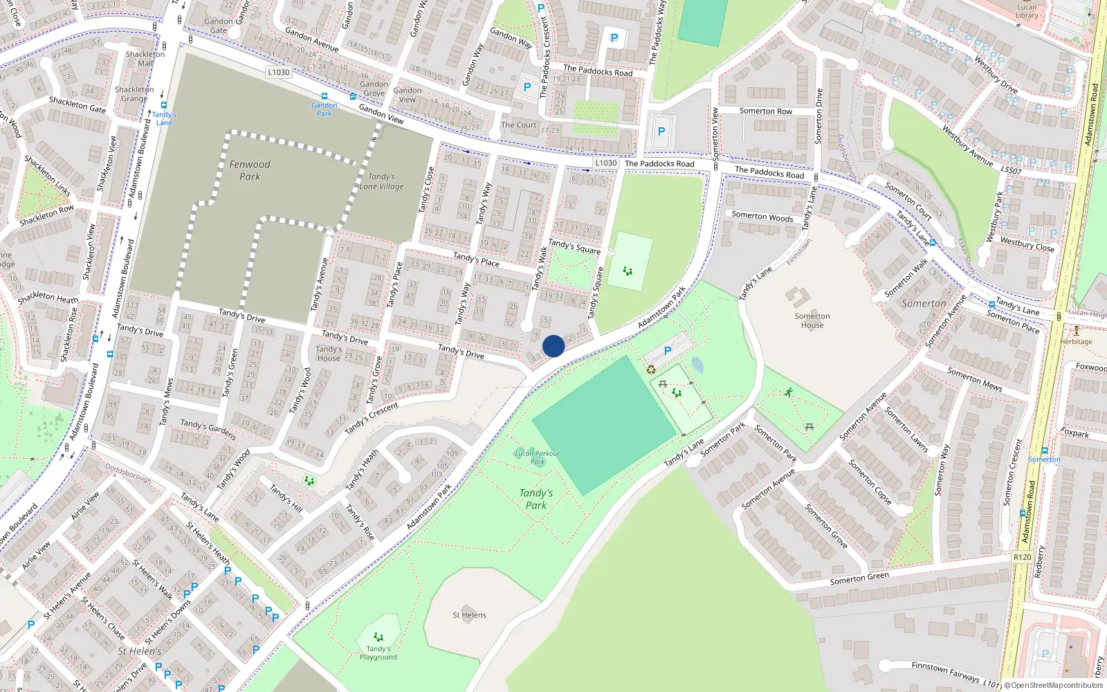 Overhead map showing the location of 4 Tandy's View, Lucan