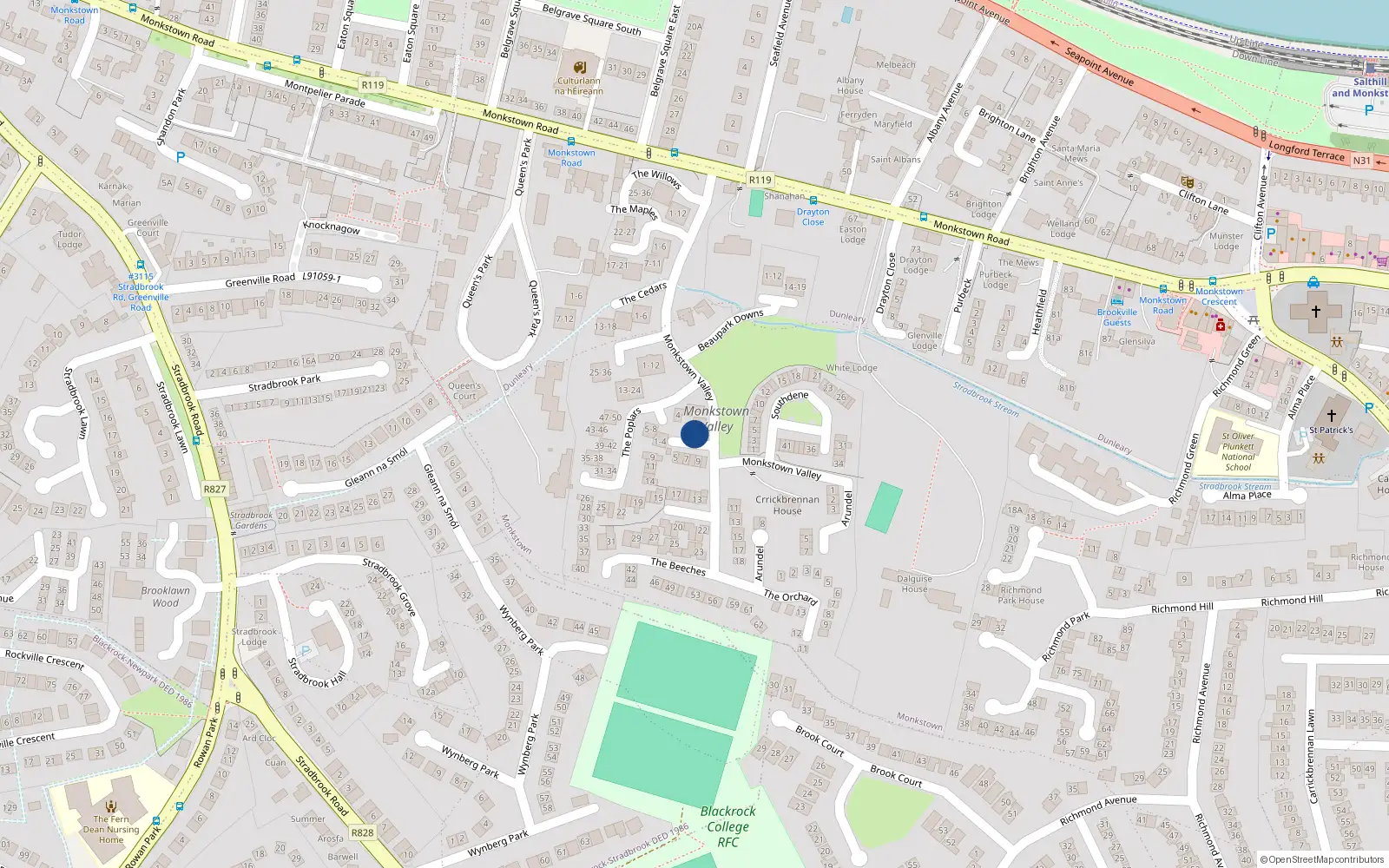 Overhead map showing the location of 4 the Beeches, Monkstown Valley, Monkstown