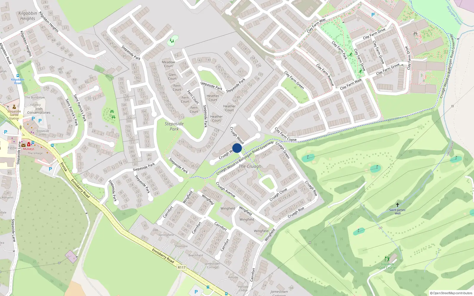 Overhead map showing the location of 4 the Cedar, Cruagh Wood, Stepaside