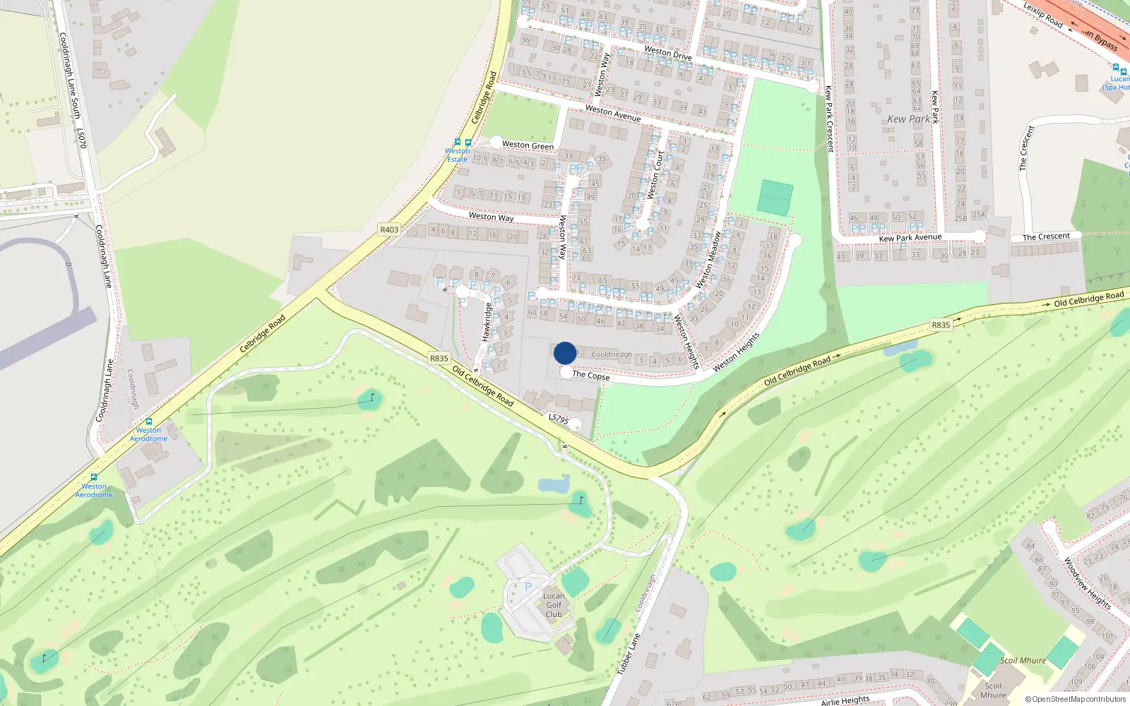 Overhead map showing the location of 4 the Copse, Weston, Lucan