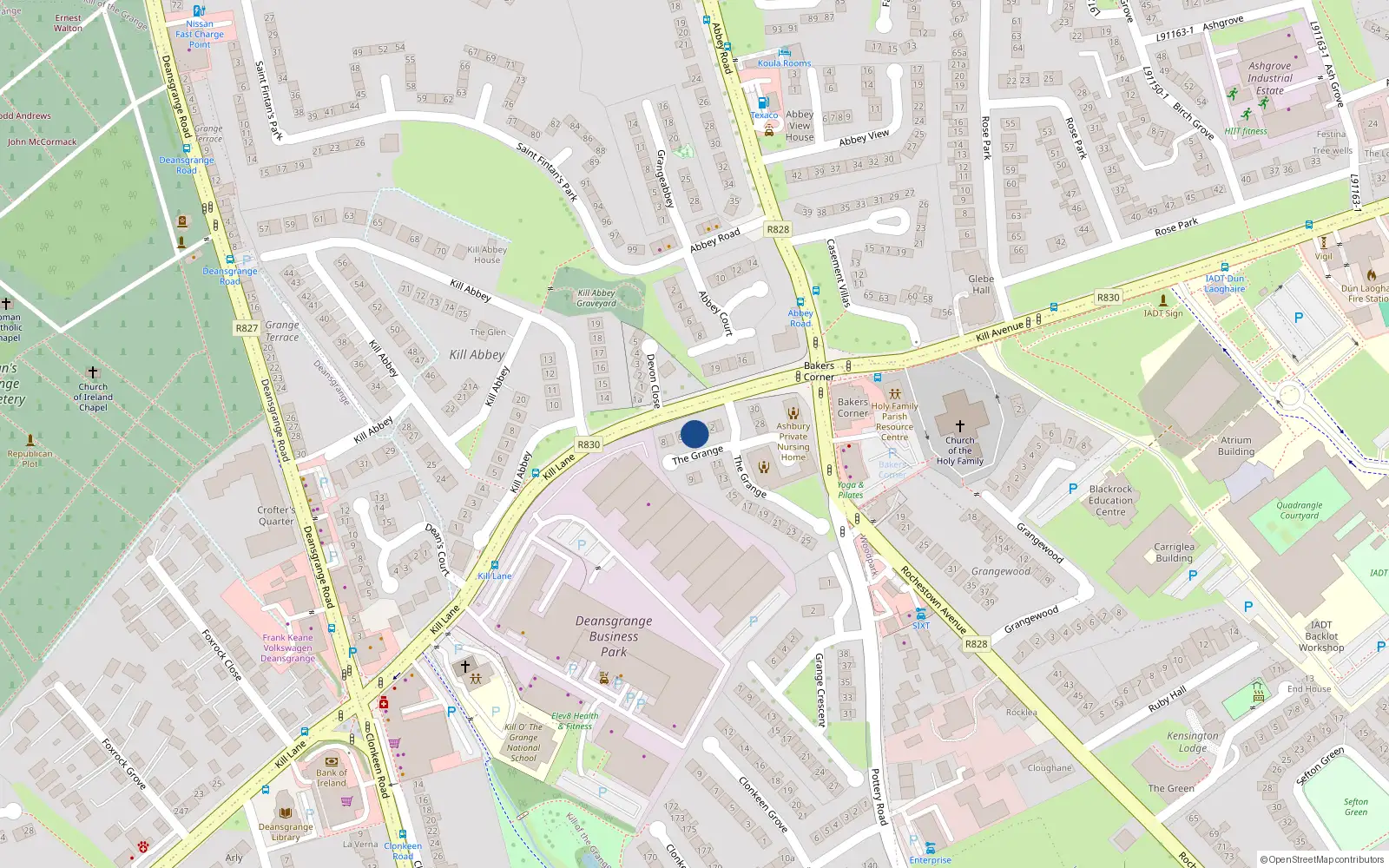 Overhead map showing the location of 4 the Grange, Kill of the Grange, Blackrock