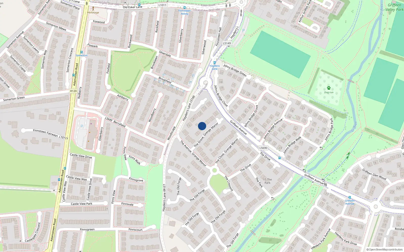 Overhead map showing the location of 4 The Grove, Lucan