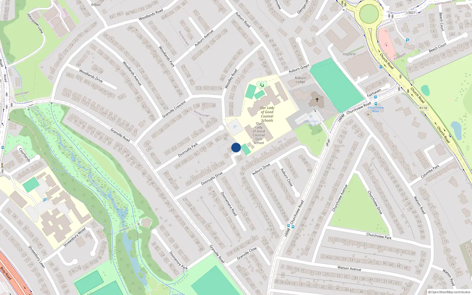 Overhead map showing the location of 4 The Maples, Cabinteely
