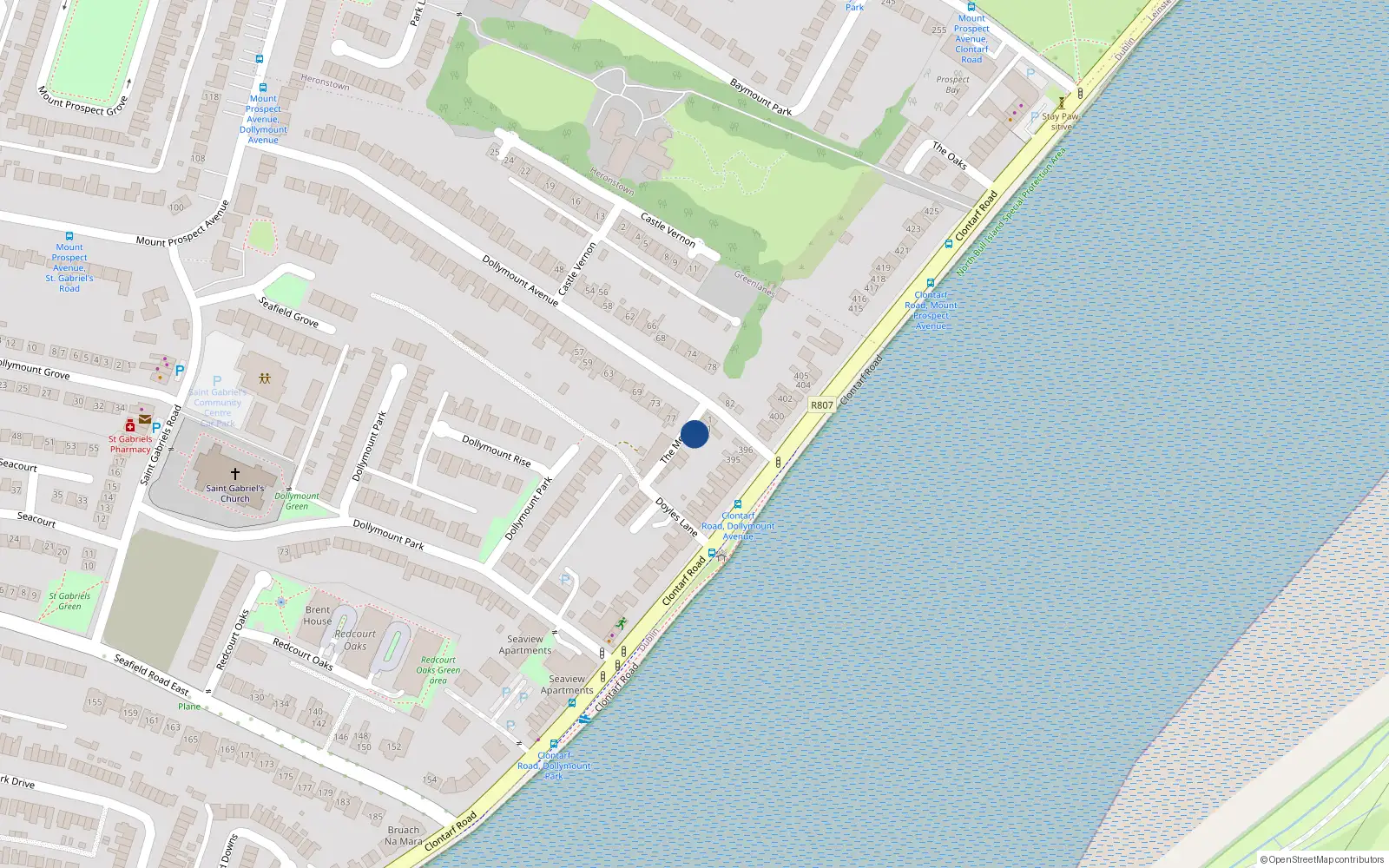 Overhead map showing the location of 4 The Mews, Clontarf Dublin 3