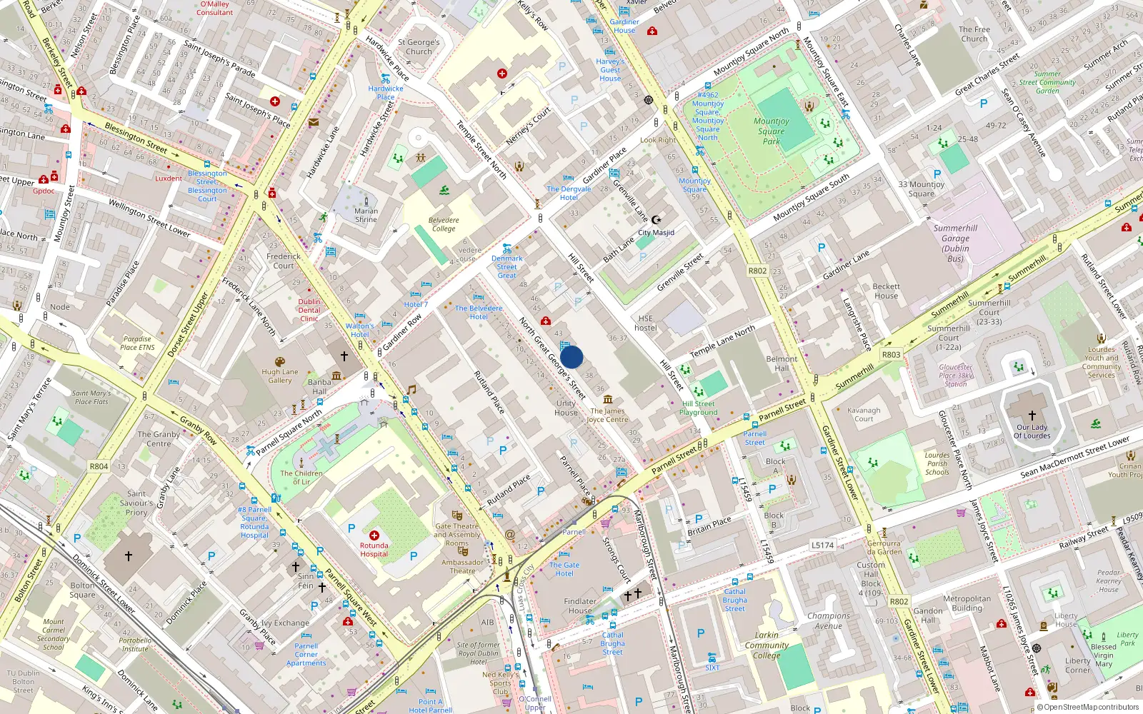 Overhead map showing the location of 4 the Mews, North Great George's Street, Dublin 1
