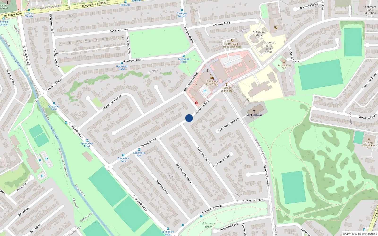 Overhead map showing the location of 4 the Mills, Edenmore Park, Raheny