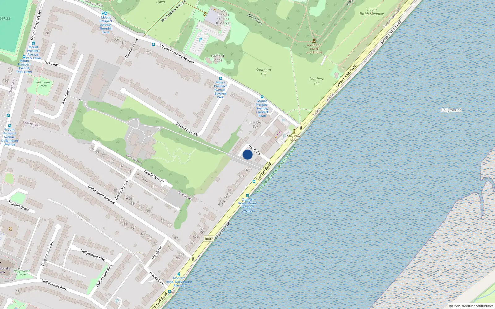 Overhead map showing the location of 4 The Oaks, Dublin 3