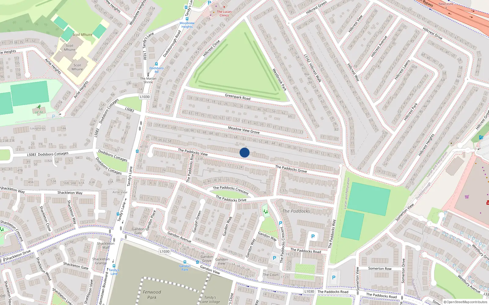 Overhead map showing the location of 4 The Paddocks View, Lucan