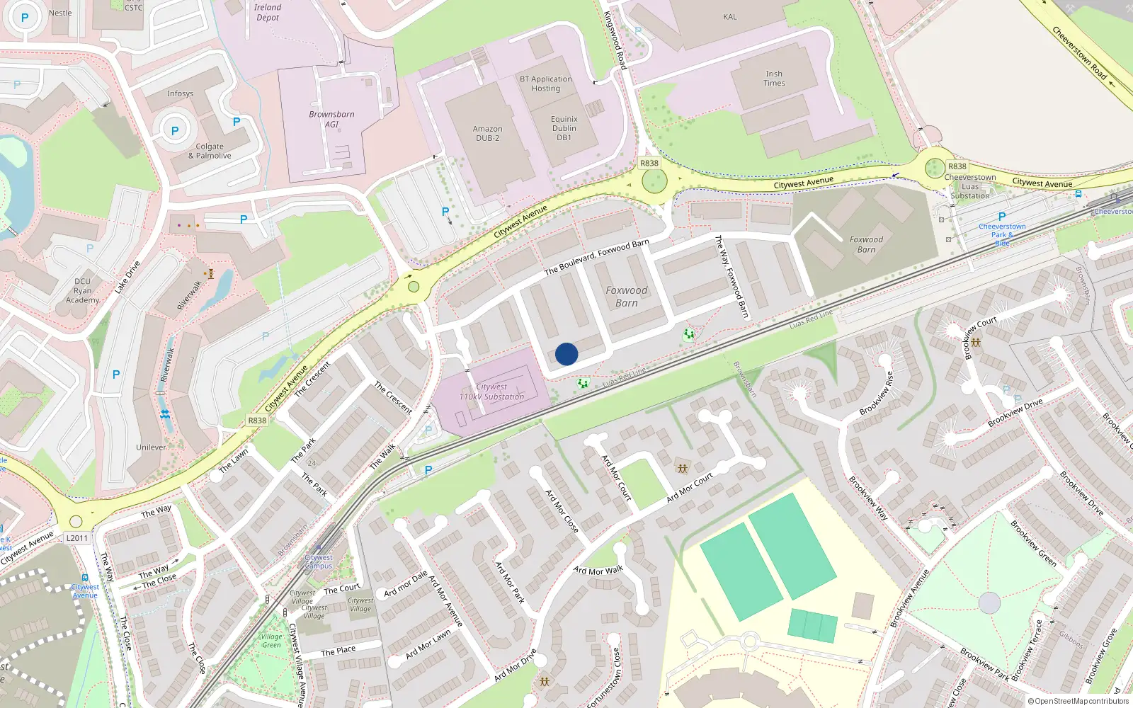 Overhead map showing the location of 4 The Park, Brownsbarn