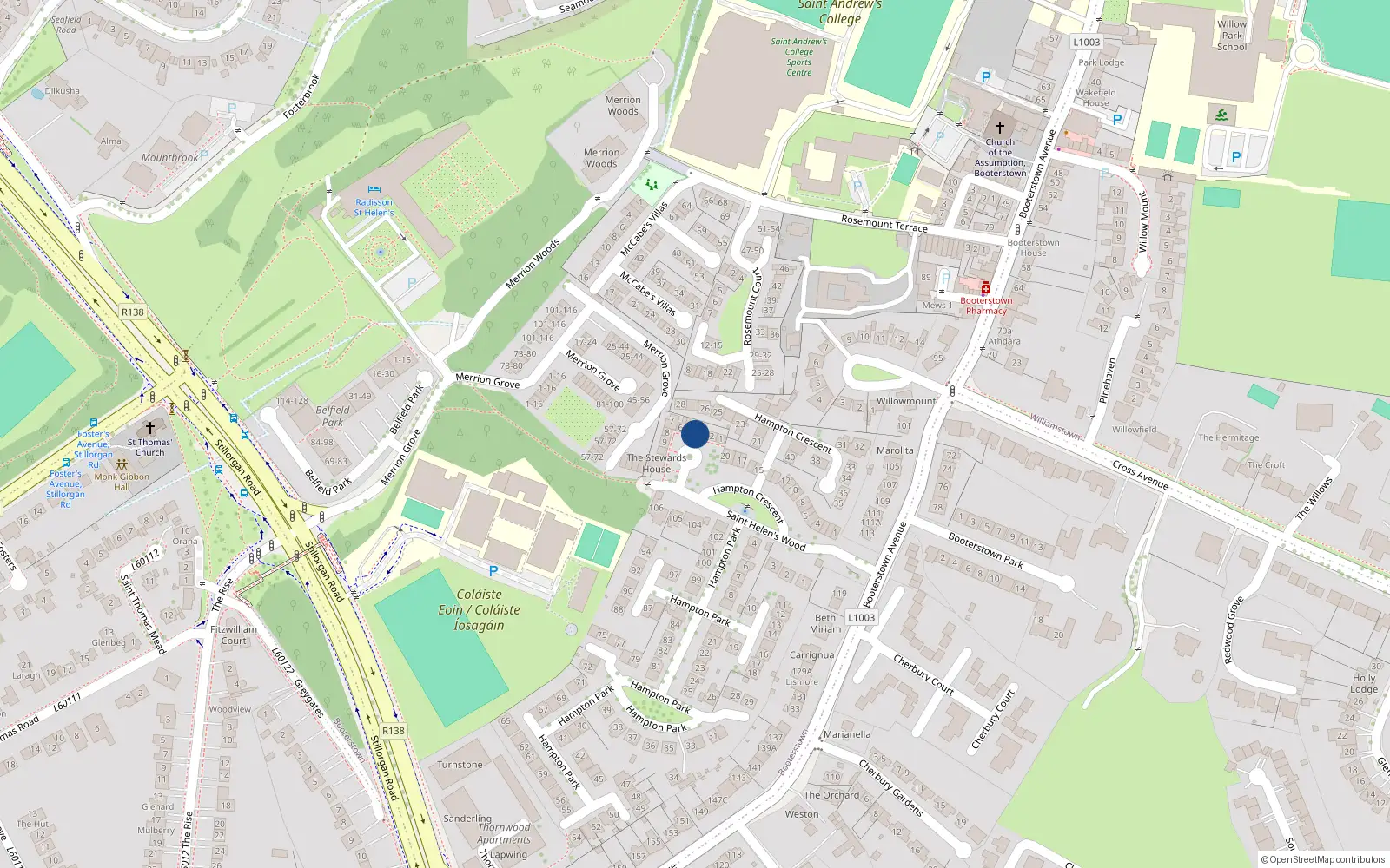 Overhead map showing the location of 4 the Stables, St Helens Wood, Blackrock