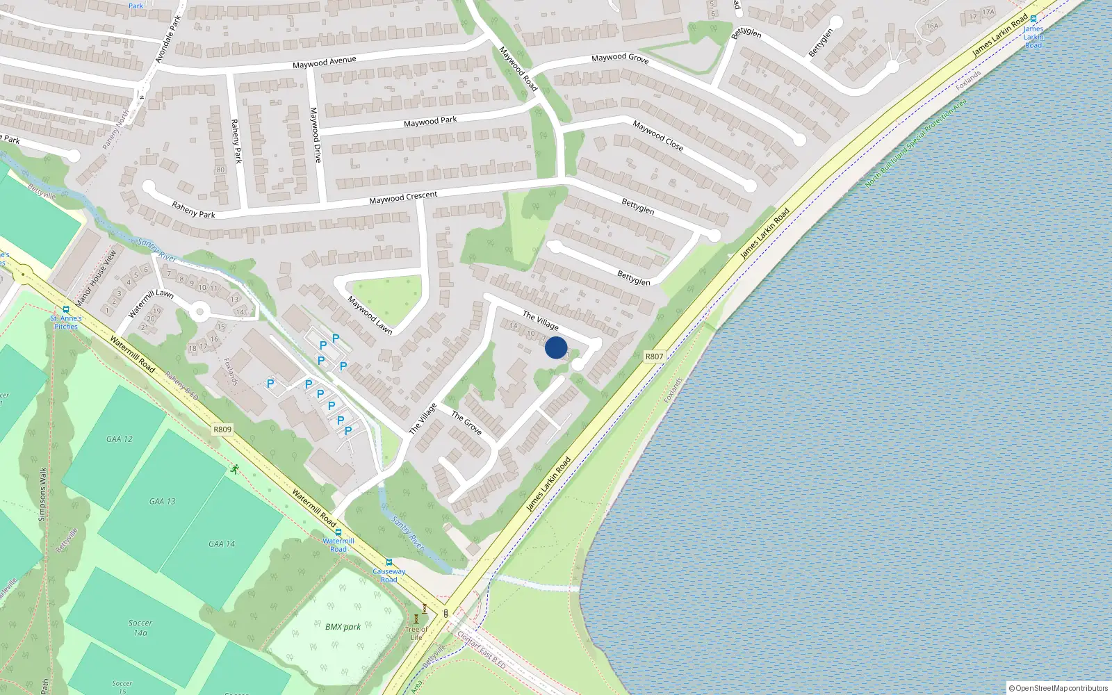 Overhead map showing the location of 4 The Village, Dublin 5