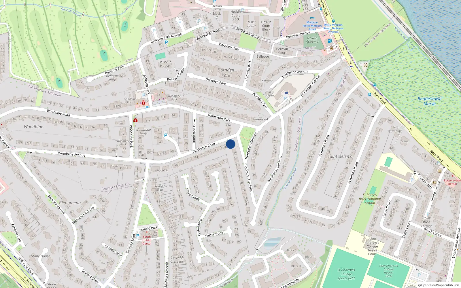 Overhead map showing the location of 4 Trimleston Road, Trimleston or Owenstown
