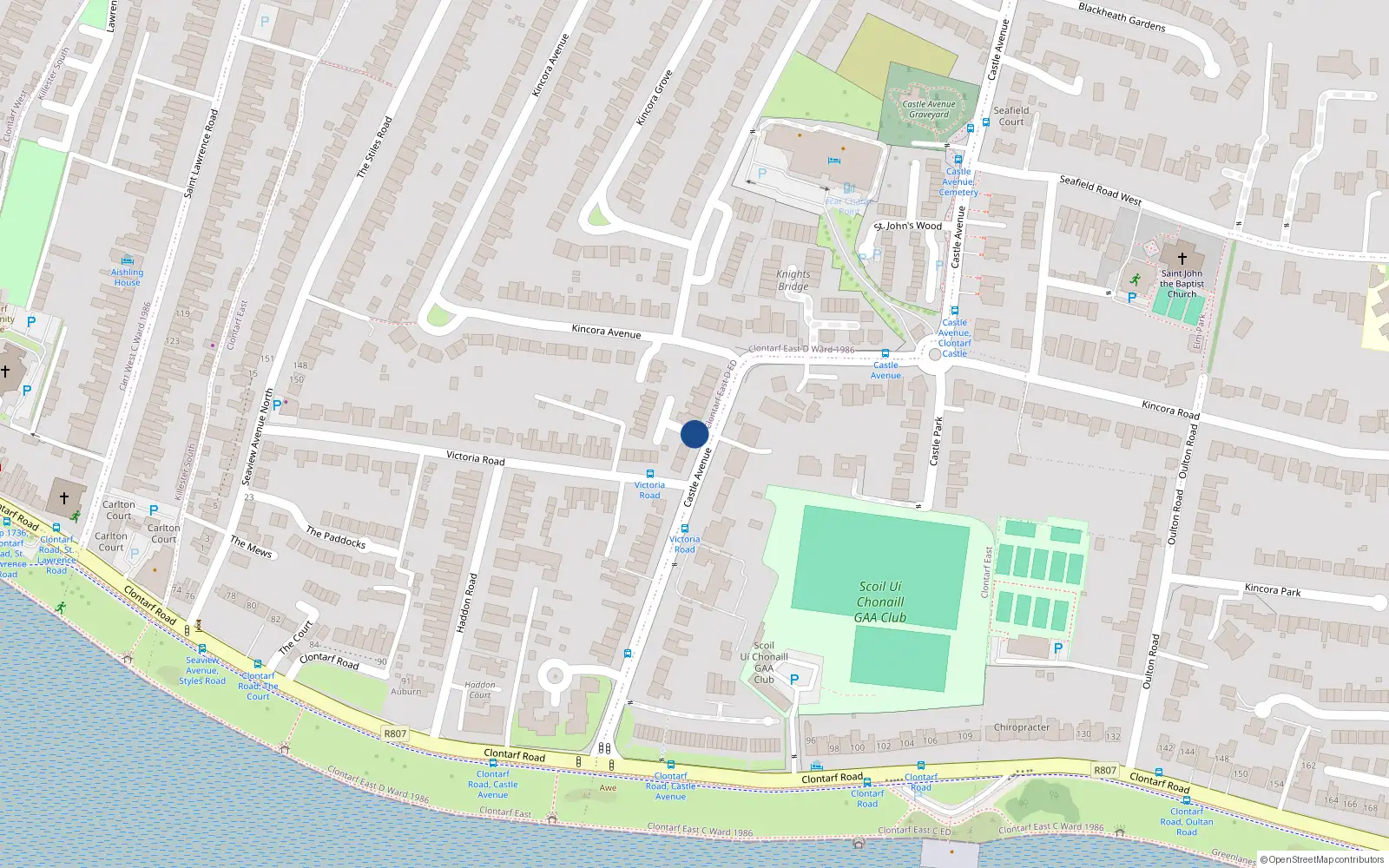 Overhead map showing the location of 4 Victoria Mews, Clontarf, Dublin 3